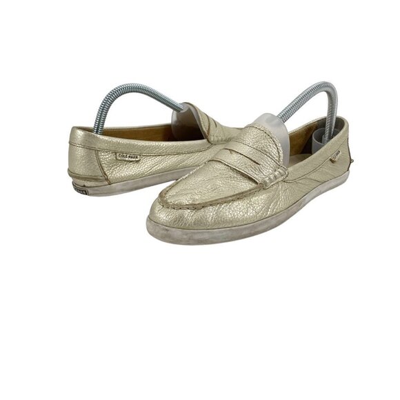 Cole Haan Grand OS Gold Metallic Leather Slip On Loafers Womens Size 9.5B - Picture 1 of 8